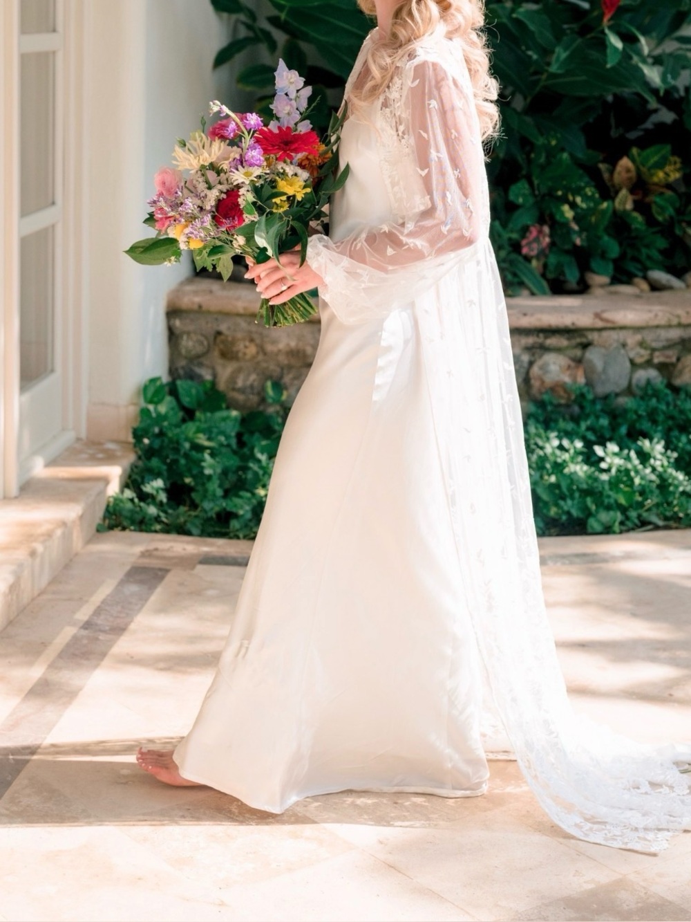 White Floral Lace Bridal Robe Duster Cover Up